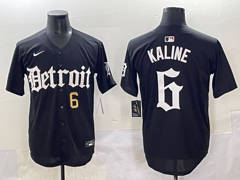 Men 2025 Detroit Tigers #6 Kaline Black Five generations Joint Name Nike MLB Jersey style 9